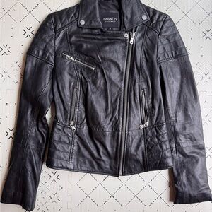 Barney’s Originals Women's Black Leather Moto Jacket